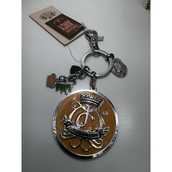 Vintage Juicy Couture Enamel Medallion Keychain With Charms NWT Choose Juicy Tag - Picture 1 of 7
